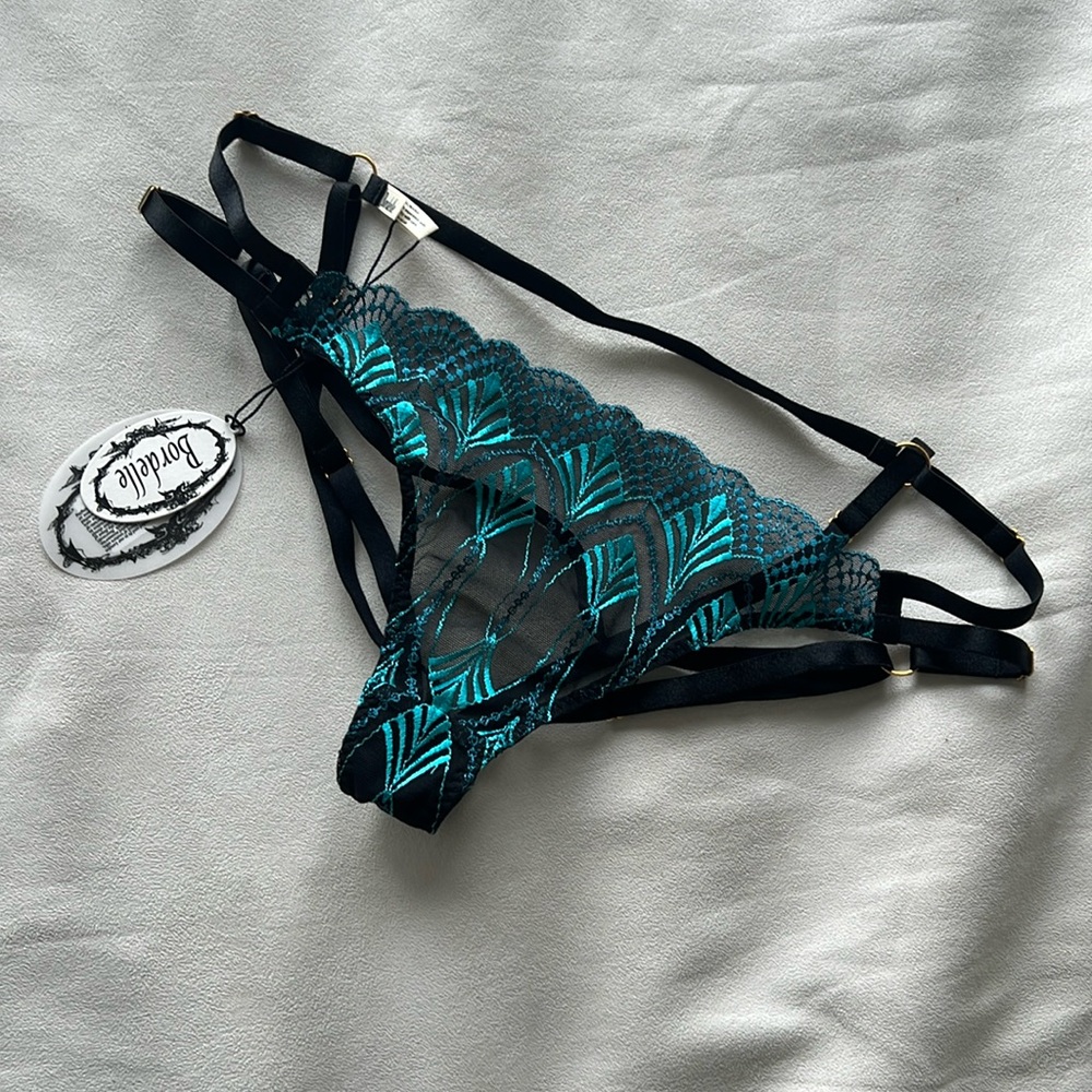 Bordelle Kizette adjustable ouvert brief in Lagoon - medium - NWT